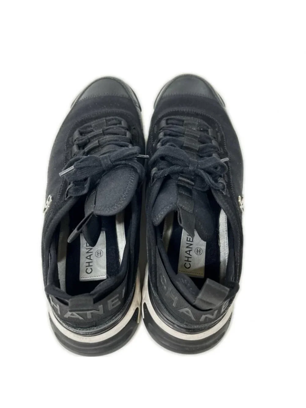 Chanel CC Logo Mixed Fiber Low Cut Sneakers